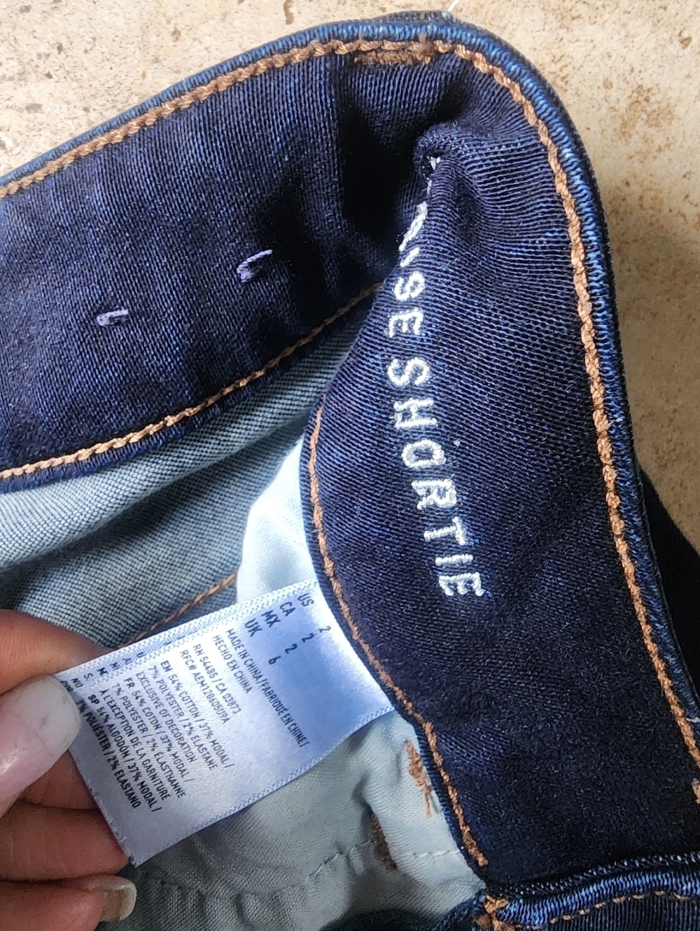 American Eagle Outfitters Dark Blue Denim Cutoff Shorts - Picture 3 of 4